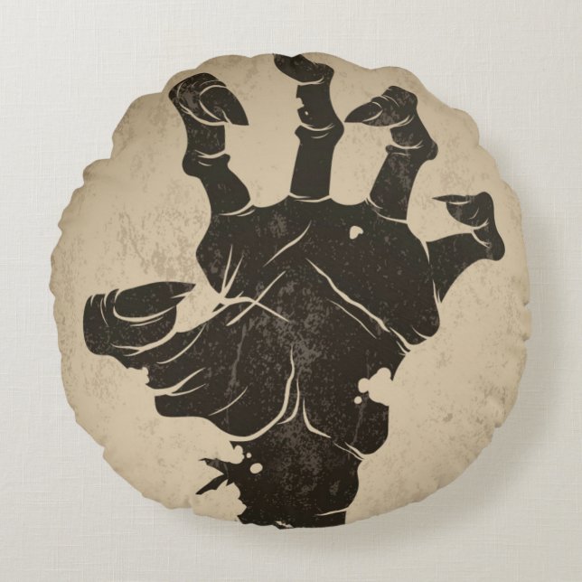 Coussins Ronds Icône Halloween vintage - Main Zombie (Devant)