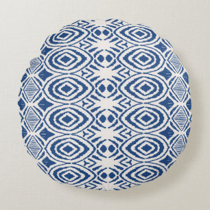 Coussins Ronds Ikat seamless pattern. Vintage tie dye shibori pri