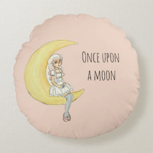 Coussins Ronds Il était une fois une fille de lune lapin