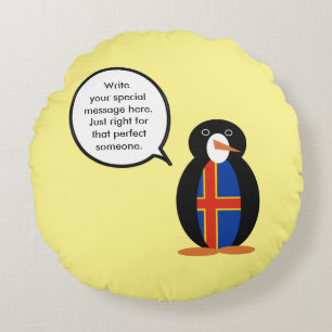 Coussins Ronds Îles Åland Pingouin parlant Personnalisé