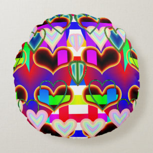 Coussins Ronds Illusion des coeurs par Kenneth Yoncich