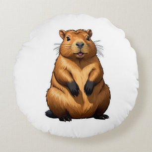 Coussins Ronds Illustration d'animal de rongeur de Capybara migno