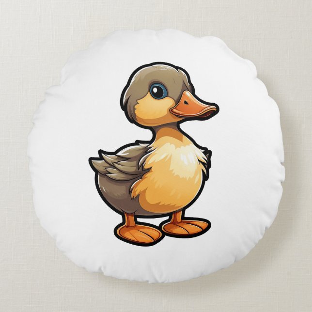 Coussins Ronds Illustration de canard de dessin (Devant)