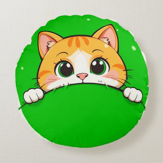 Coussins Ronds Illustration de chat mignon (Devant)