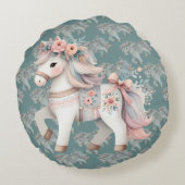 Coussins Ronds Illustration de fantasy de cheval pastel floral (Dos)