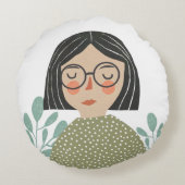 Coussins Ronds Illustration de fille (Dos)