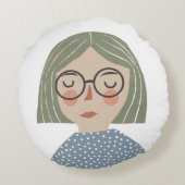 Coussins Ronds Illustration de fille (Dos)