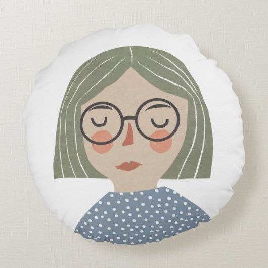 Coussins Ronds Illustration de fille (Dos)