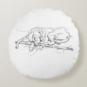 Coussins Ronds Illustration de Grand Danois à l'encre