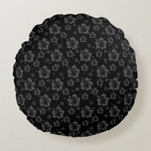 Coussins Ronds Illustration de la fleur noire sur l'Arrière - pla