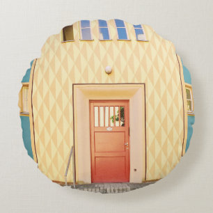 Coussins Ronds Illustration de maison jaune