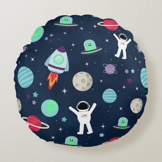Coussins Ronds illustration de motif spatial (Devant)