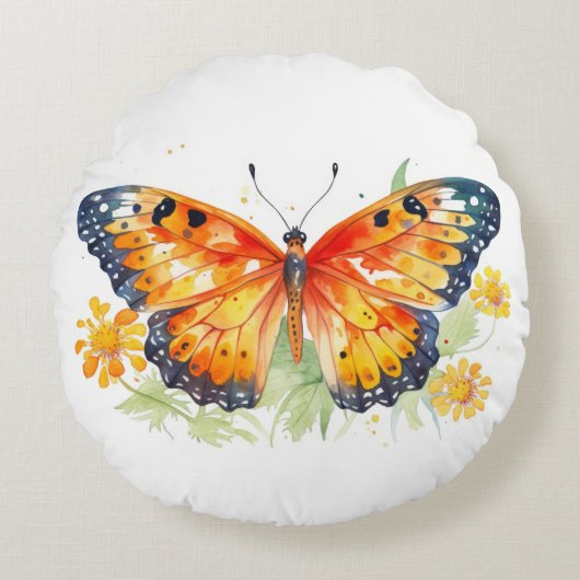 Coussins Ronds Illustration de papillon (Devant)