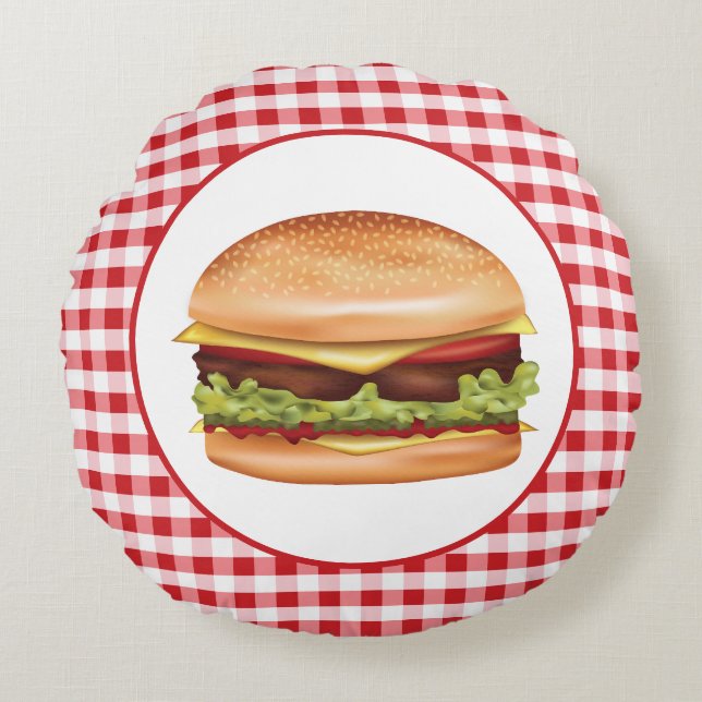 Coussins Ronds Illustration de restauration rapide Hamburger sur  (Devant)