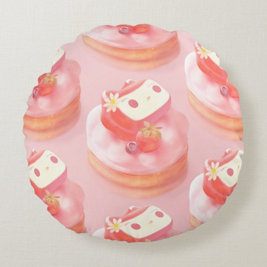 Coussins Ronds Illustration de tarte aux fraises (Devant)