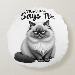 Coussins Ronds Illustration de visage de chat drôle – Art de chat