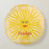 Coussins Ronds Illustration d'enfant jaune soleil et soleil joyeu (Devant)