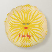 Coussins Ronds Illustration d'enfant jaune soleil et soleil joyeu (Dos)
