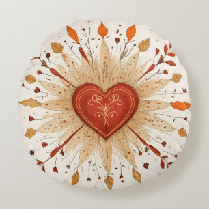 Coussins Ronds Illustration du coeur du Boho