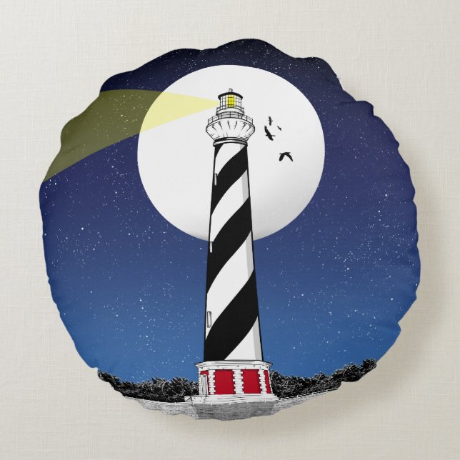 Coussins Ronds ILLUSTRATION DU phare de Cape Hatteras (Dos)
