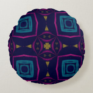 Coussins Ronds Illustration en mosaïque colorée. Orna géométrique