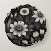 Coussins Ronds Illustration graphique Doodle Black & White (Dos)
