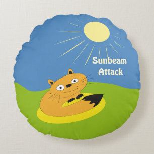 Coussins Ronds Illustration humoristique de chat introverti confo