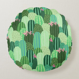 Coussins Ronds Illustration Motif colorée Cactus