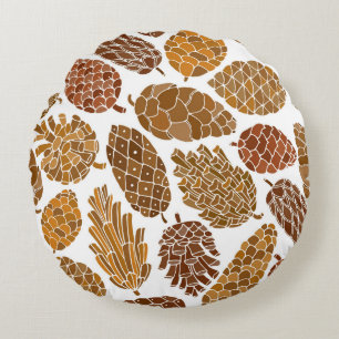 Coussins Ronds Illustration motif cônes de pin.