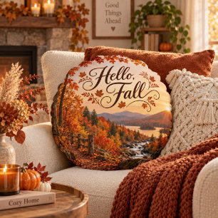 Coussins Ronds Illustration rustique de la saison d'automne
