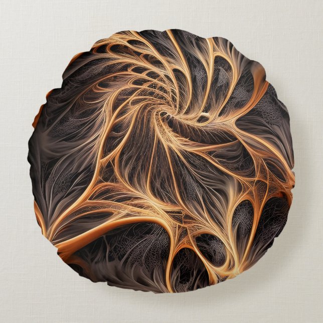 Coussins Ronds Image Abstraite - 3D Fractal, art numérique, braun (Devant)