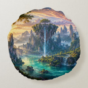 Coussins Ronds Image de paysage naturel personnalisé rond