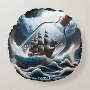 Coussins Ronds Imaginaire Cute bateau bouteille mer