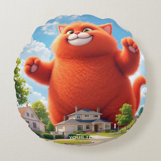 Coussins Ronds Imaginaire Cute Big Orange Chat (Devant)