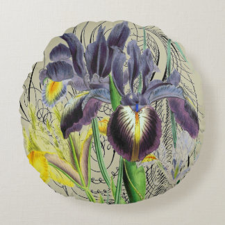 Coussins Ronds Imaginaire floral d'Iris 2.0 Neutre rond