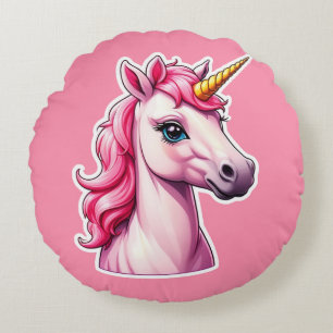 Coussins Ronds Imaginaire Unicorne rose