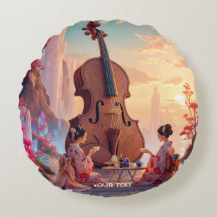 Coussins Ronds Imaginaire Violon mignon Filles Thé