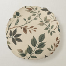 Impression botanique boisée verte marron beige