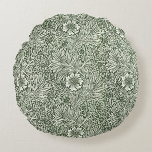 Coussins Ronds Impression d'art floral vert souci de William Morr