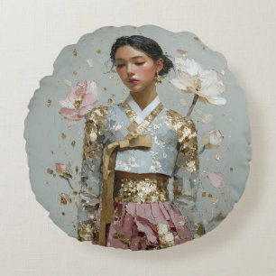 Coussins Ronds Impression d'art Hanbok moderne