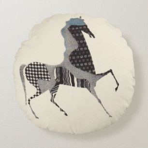 Coussins Ronds impression de cheval en patchwork