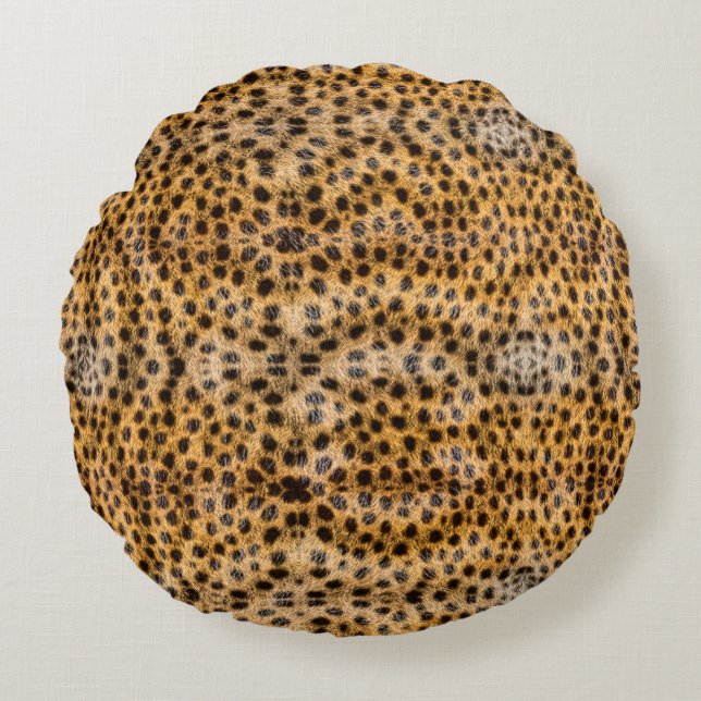 Coussins Ronds Impression de fourrure de guépard exotique tendanc (Devant)