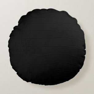 Coussins Ronds Impression de peau de crocodile noir