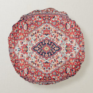 Coussins Ronds Impression de tapis de soie persan