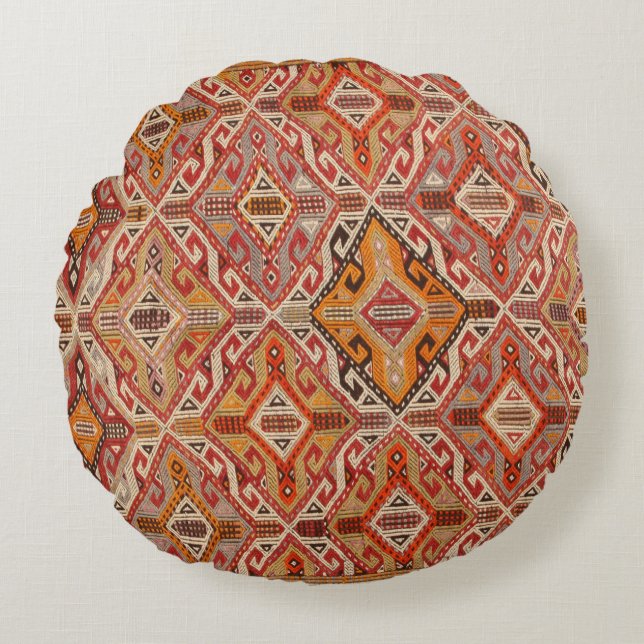 Coussins Ronds Impression de tapis de soie persan (Devant)