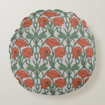 Impression florale Art Nouveau coquelicot rouge