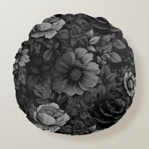Coussins Ronds Impression florale Vintage couleur bouillie
