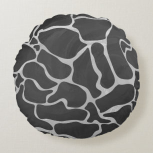 Coussins Ronds Impression Giraffe noir et gris clair