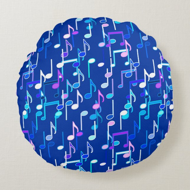 Coussins Ronds Impression musicale - indigo blue, multi (Devant)