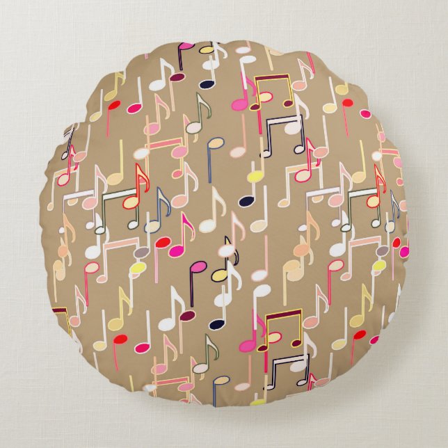 Coussins Ronds Impression musicale - taupe tan, multi (Devant)